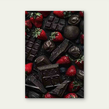 Realistic Strawberries & Chocolates Metal Print Ready to Hang