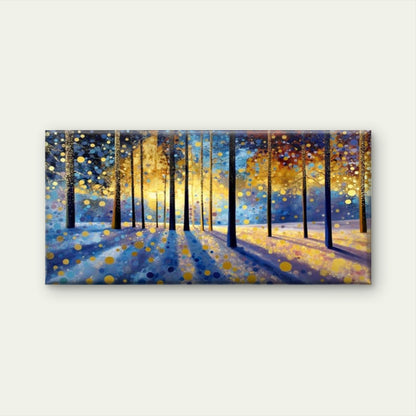 Golden Light Forest Wall Art Canvas Office Home Room Framed 120x60cm