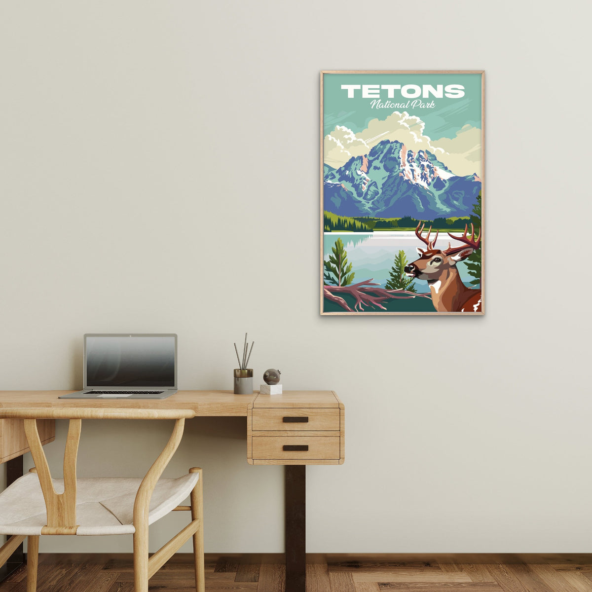Grand Tetons National Park USA Vintage Travel Poster Print Wall Art