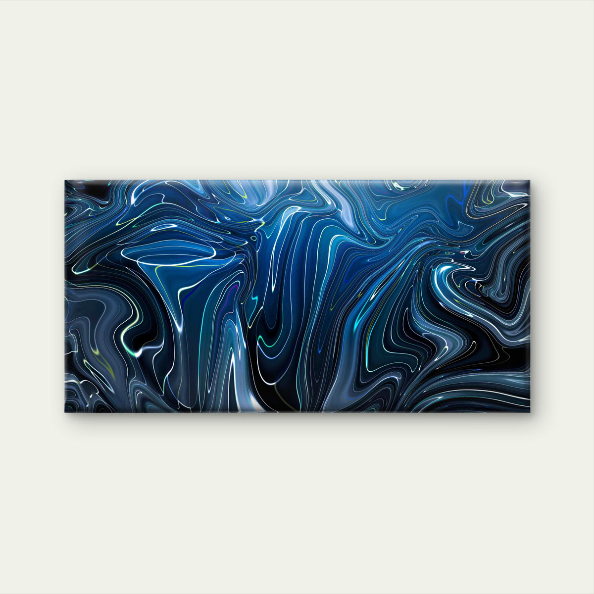 Blue Abstract Liquid Marble Wall Art Canvas Office Home Room Framed 120x60cm