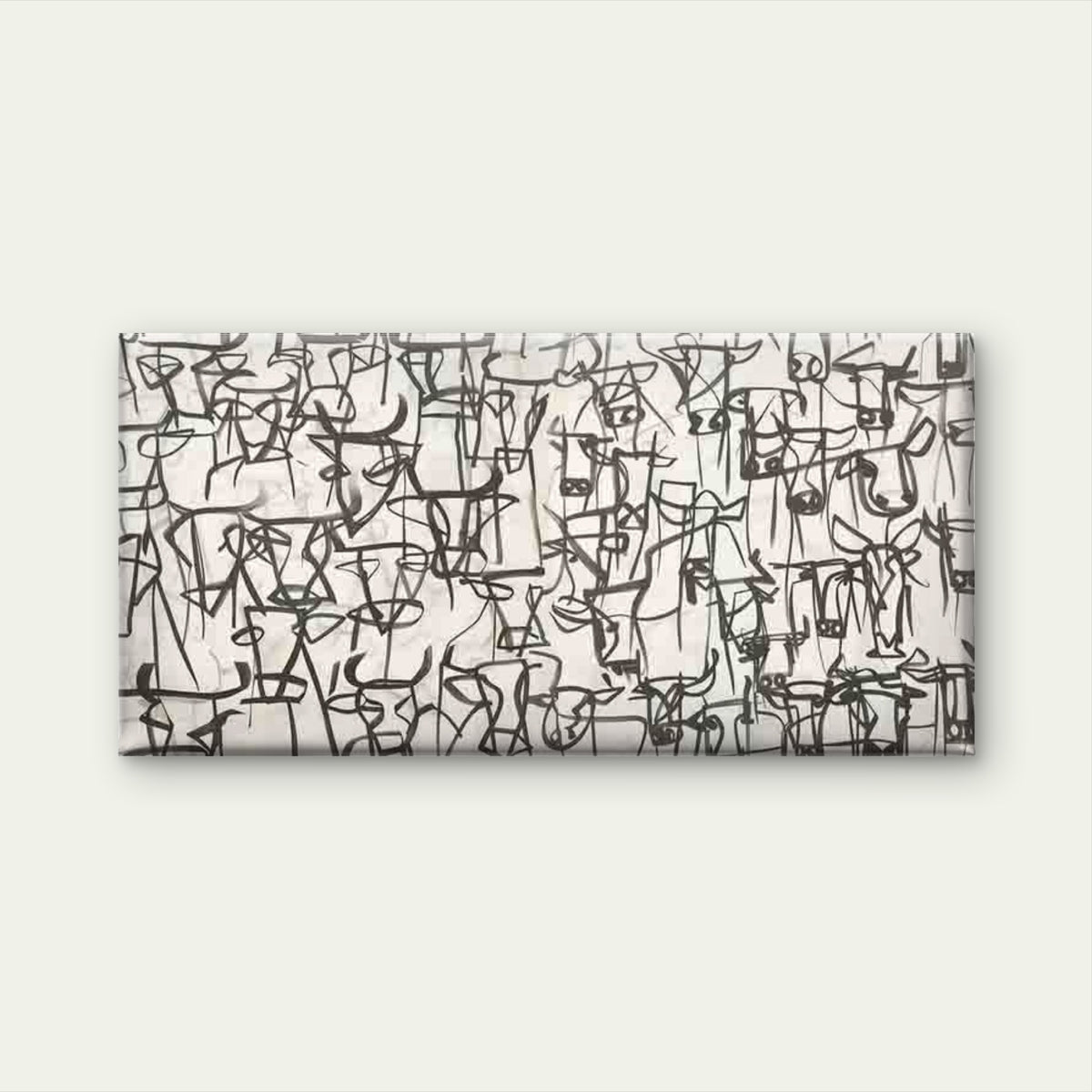 Minimalist Cow Face Ink Drawing Wall Art Canvas Office Home Room Framed 120x60cm