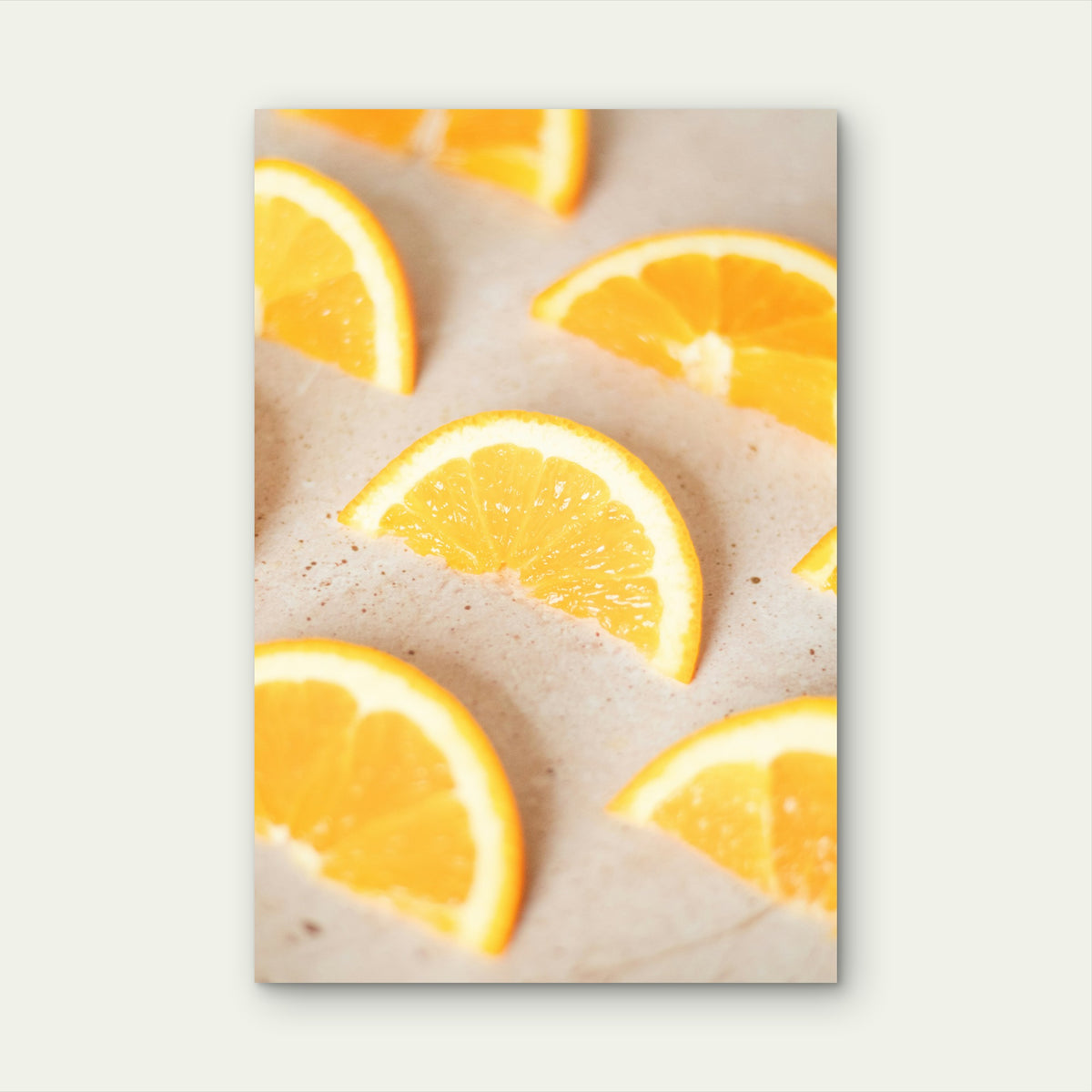 Slices Of Orange On A Neutral Colored Surface 40x60cm Metal Print Ready to Hang