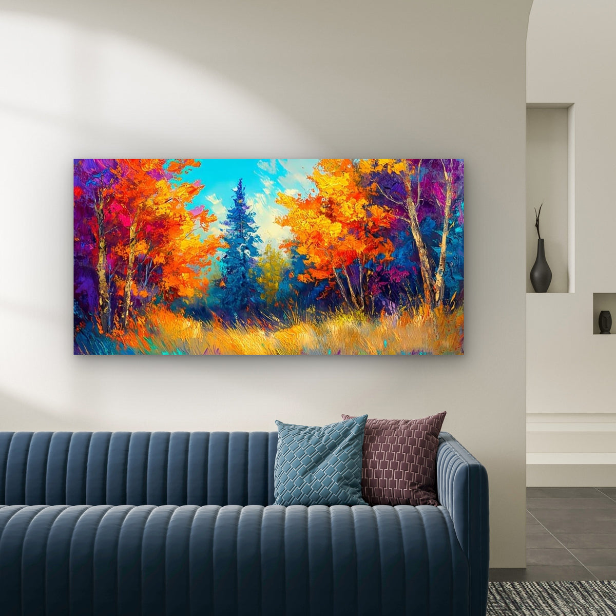 Autumn Forest Landscape Decor Wall Art Canvas Office Home Room Framed 120x60cm