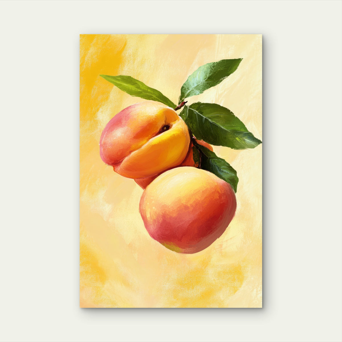 Illustration of Apricots on a Branch 40x60cm Metal Print Ready to Hang