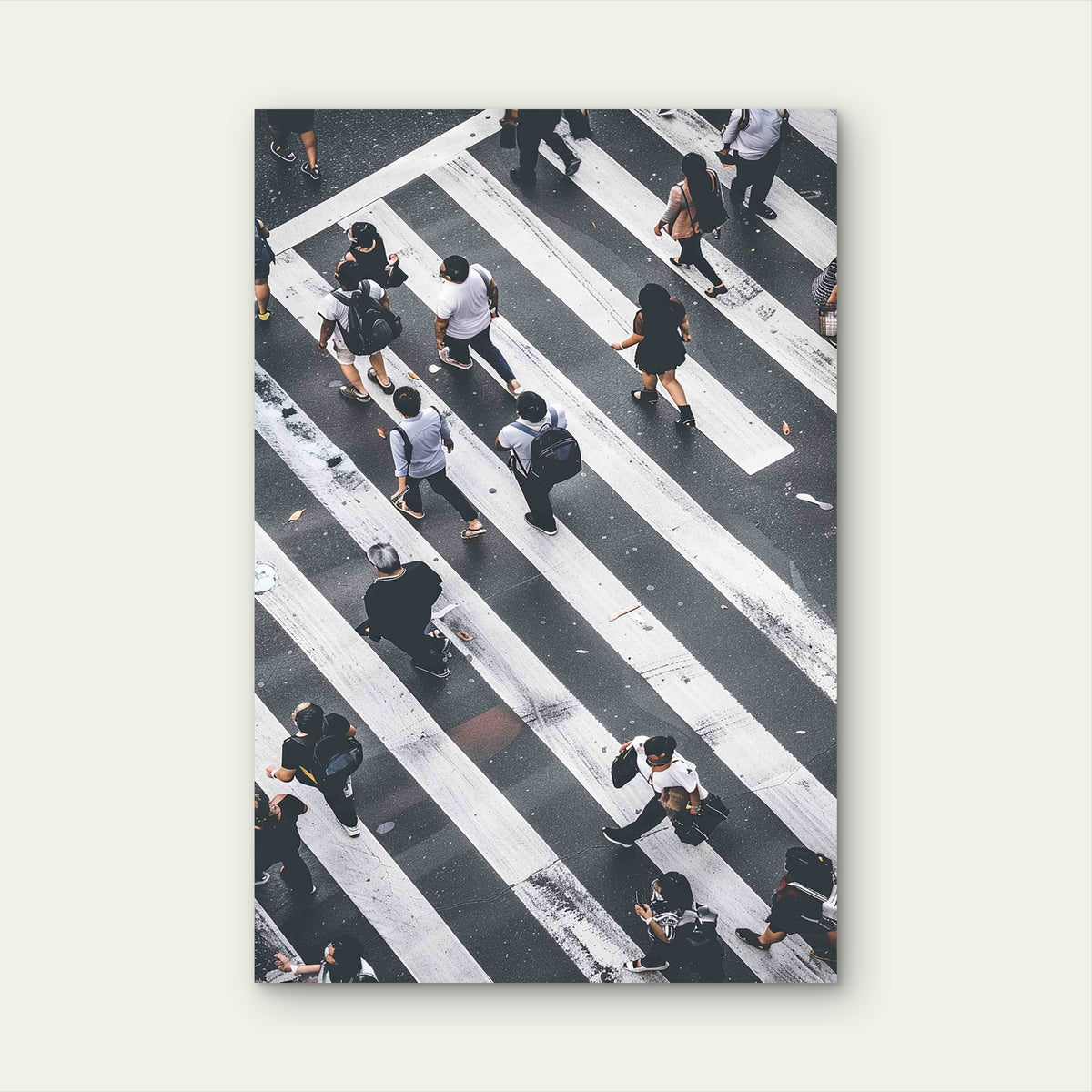 Aerial View Photography of Group of People Walking 60x90cm Metal Print Ready to Hang