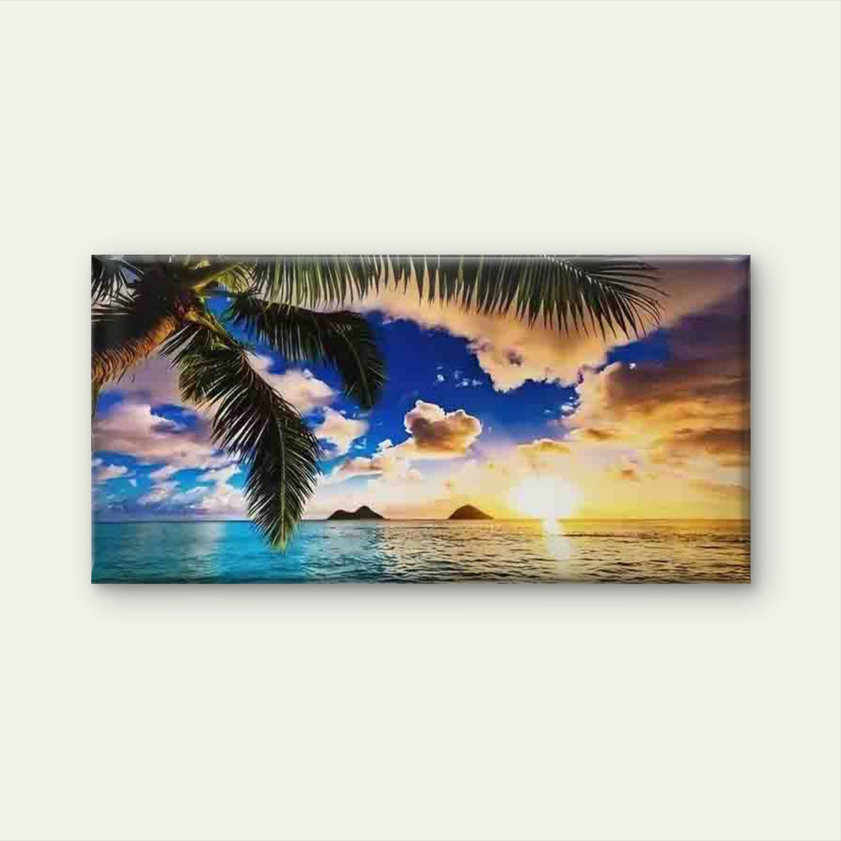 Tropical Beach Sunset Palm Tree Wall Art Canvas Office Home Room Framed 120x60cm