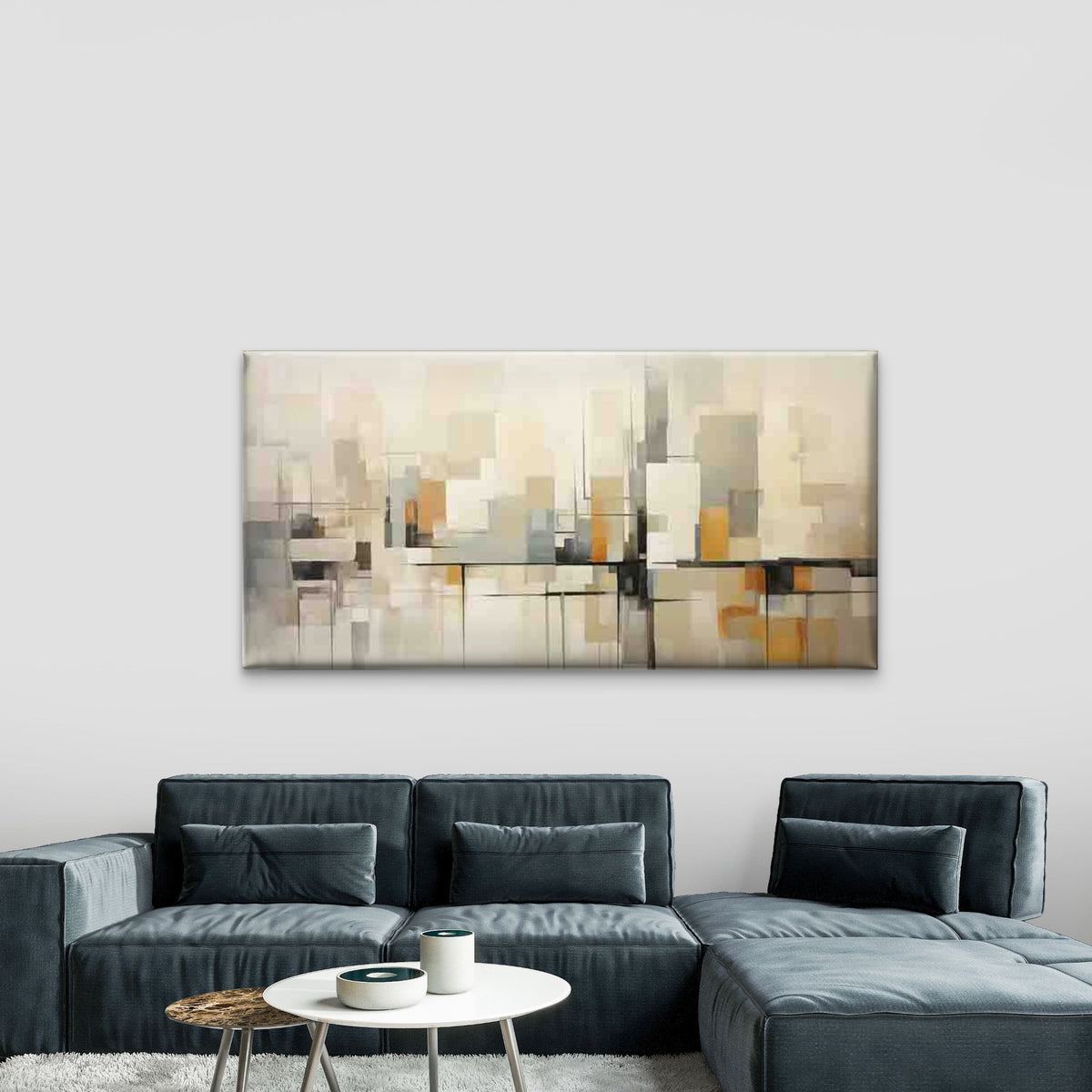 Modern Abstract Geometric Wall Art Canvas Office Home Room Framed 120x60cm