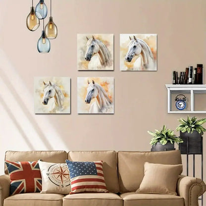 4pcs Horse Vintage Abstract  HV  Wall Art Canvas Framed