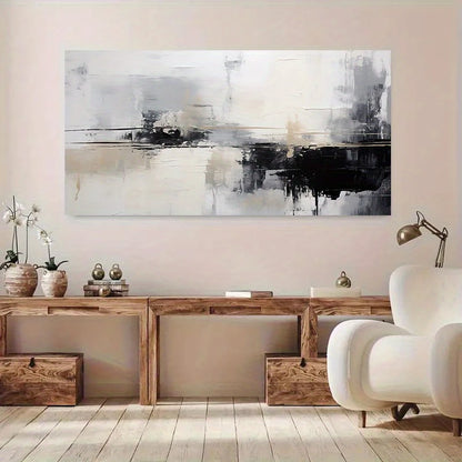 Black White  Golden Accents Wall Art wall canvas office home room framed 120x60cm - Bella Home Decor