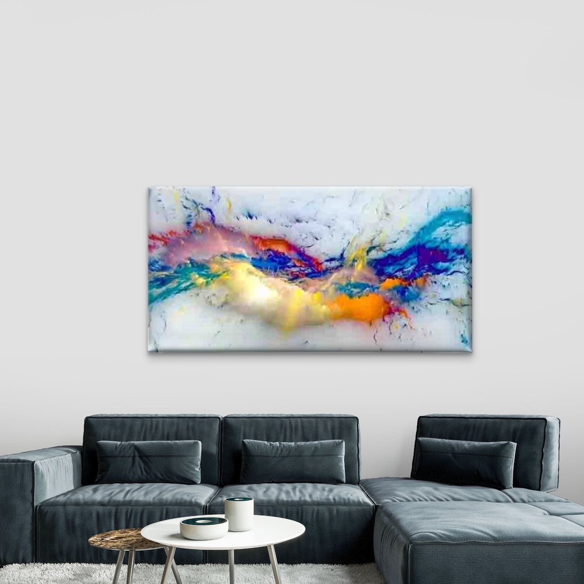 Abstract Water Flow Wall Art Canvas Office Home Room Framed 120x60cm