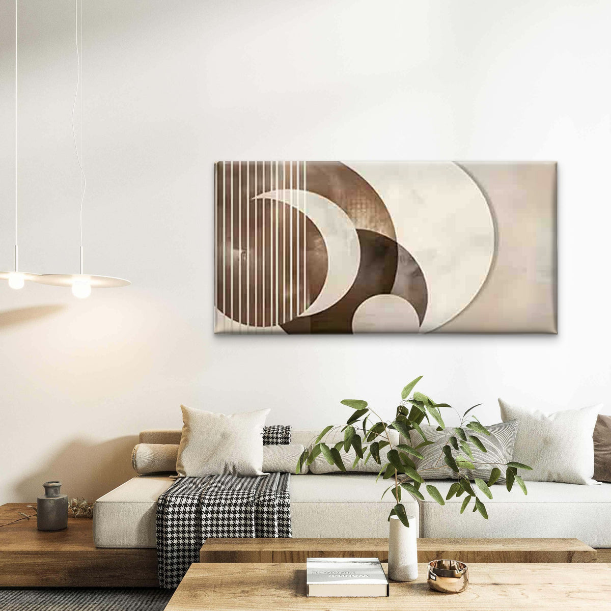 Geometric Abstract Arcs Wall Art Canvas Office Home Room Framed 120x60cm