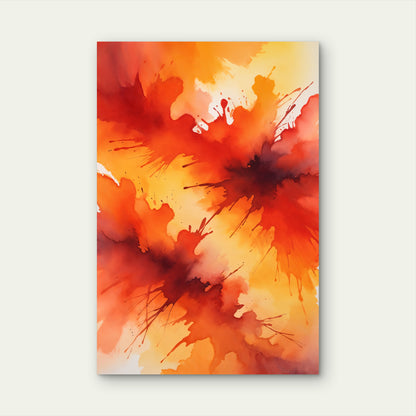 Abstract Digital Art with Red, Orange, and Yellow Watercolor 40x60cm Metal Print Ready to Hang