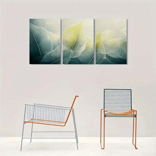 3pcs Abstract Leaf Art Triptych Metal Print Ready to Hang Art