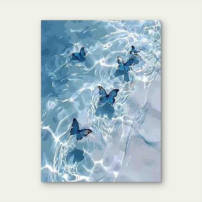 Blue Butterflies on Water Metal Print Ready to Hang