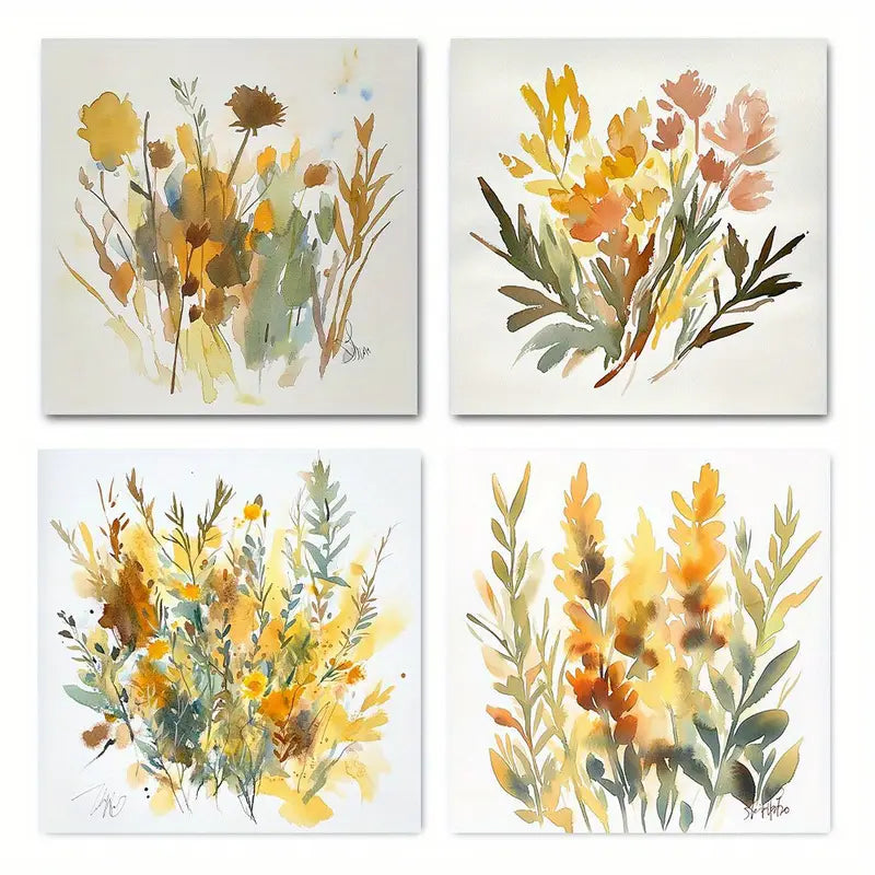 4pcs Autumn herbs and flowers Picture  AH Wall Art Canvas Framed