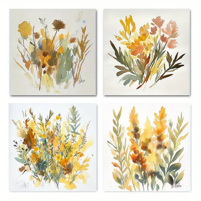 4pcs Autumn herbs and flowers Picture  AH Wall Art Canvas Framed