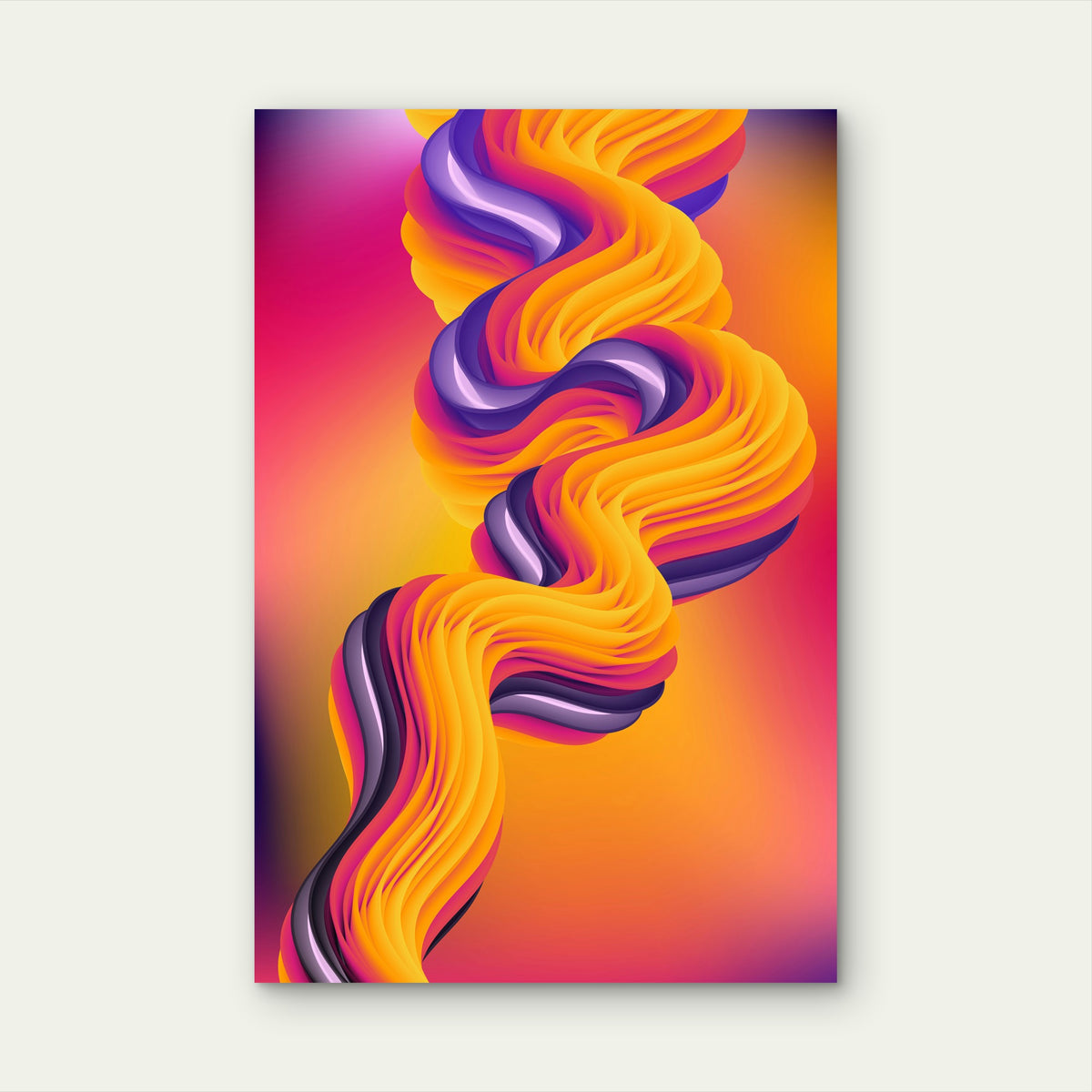Vibrant, Flowing, and Twisted Design 60x90cm Metal Print Ready to Hang