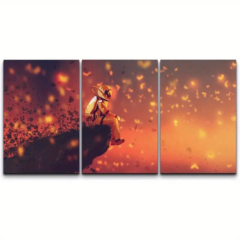 3pcs Cosmic Fireflies Astronomy Space Wildlife Metal Print Ready to Hang Art