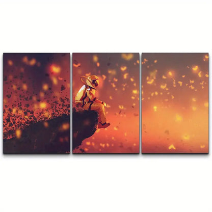 3pcs Cosmic Fireflies Astronomy Space Wildlife Metal Print Ready to Hang Art