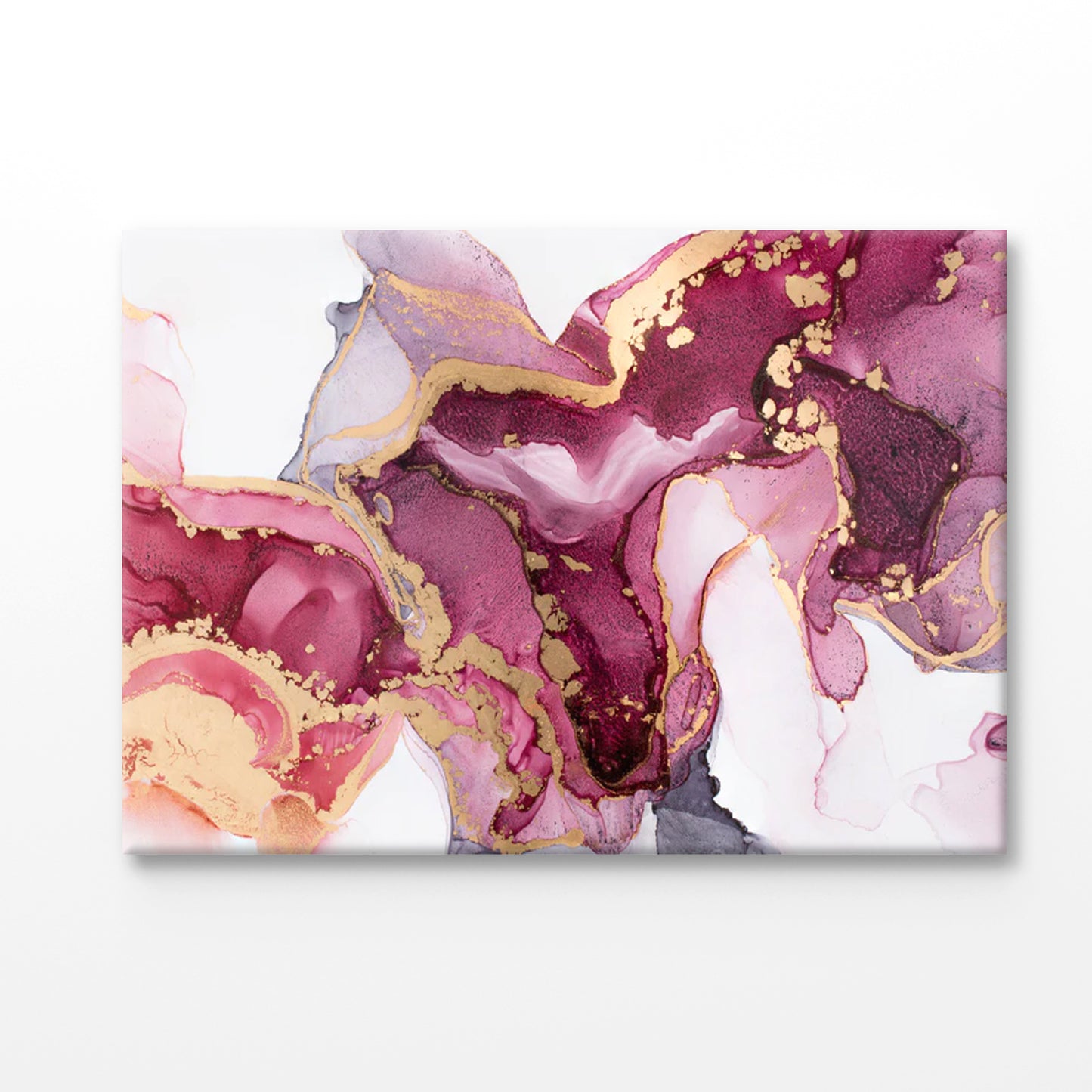 Bella Home Red Pink & Gold Lines Abstract Print Canvas Ready to hang