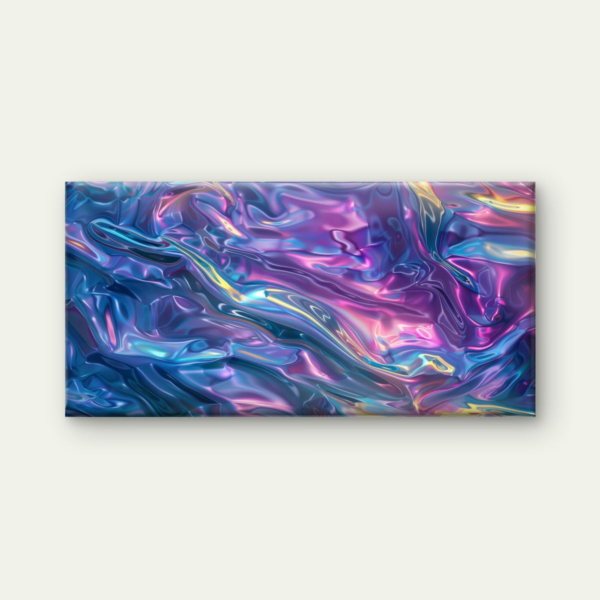 Holographic Liquid Waves Wall Art Canvas Office Home Room Framed 120x60cm