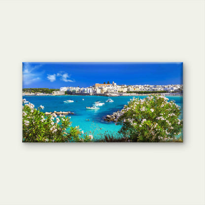 Otranto Town In Puglia Wall Art Canvas Office Home Room Framed 120x60cm