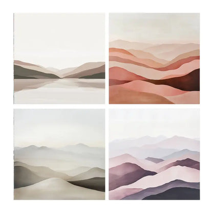 4pcs Minimalist Mountain SilhouetteWall Art Canvas Framed