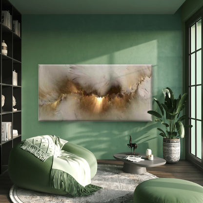 Abstract Golden Feather Wall Art Canvas Office Home Room Framed 120x60cm