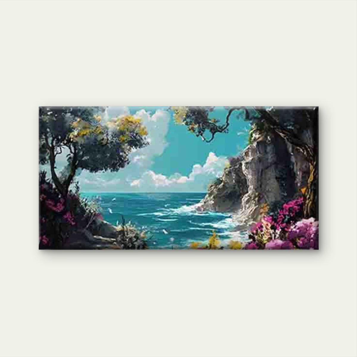 Coastal Mountain Landscape Wall Art Canvas Office Home Room Framed 120x60cm