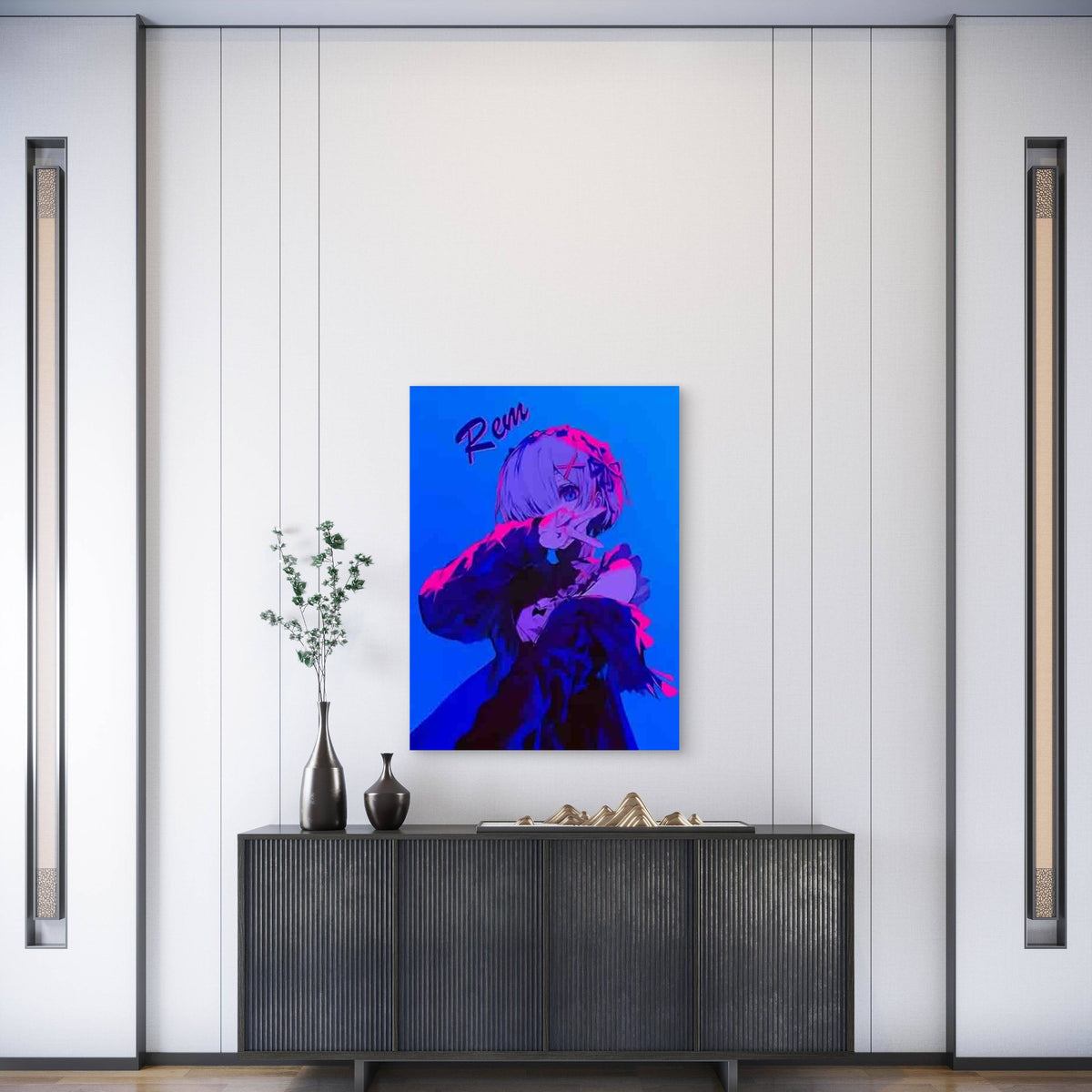 Rem Anime Illustration Metal Print Ready to Hang