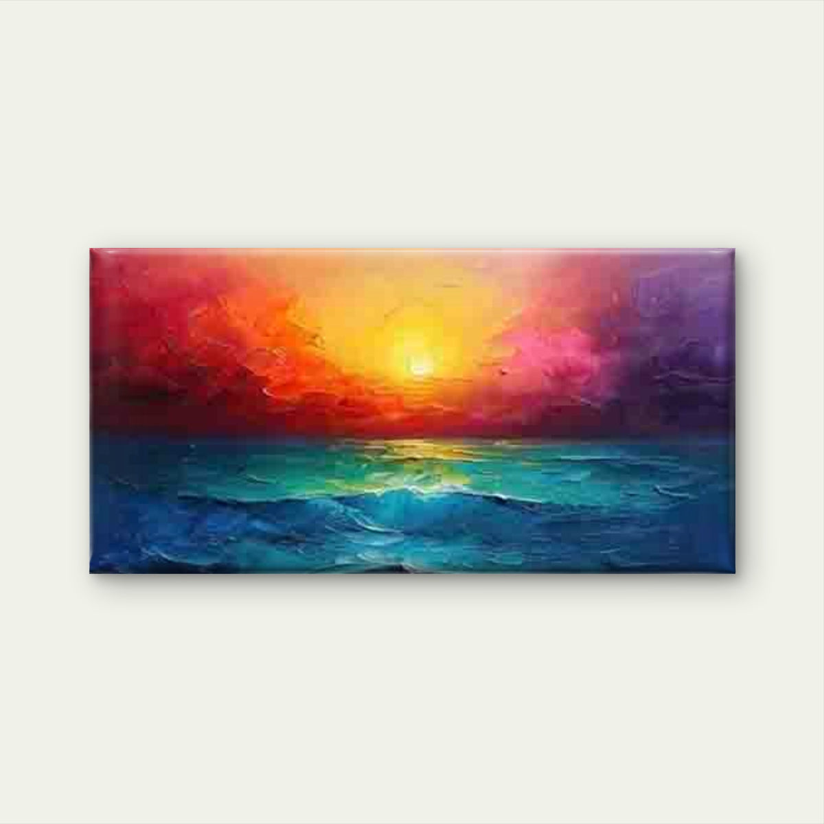 Orange-Purple-Blue Ocean Sunset Wall Art Canvas Office Home Room Framed 120x60cm
