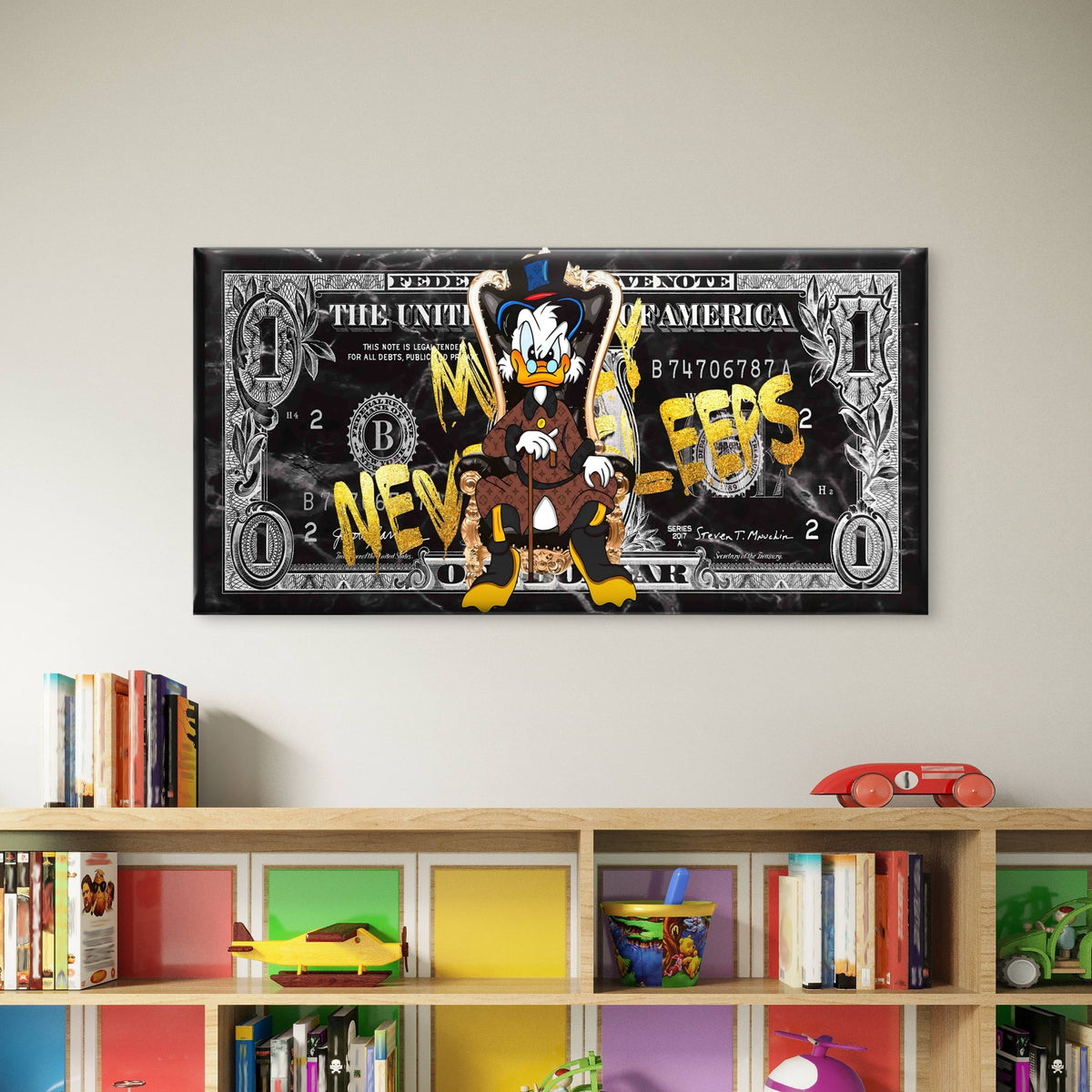 Wealthy Bird Cash Bill Wall Art Canvas Office Home Room Framed 120x60cm