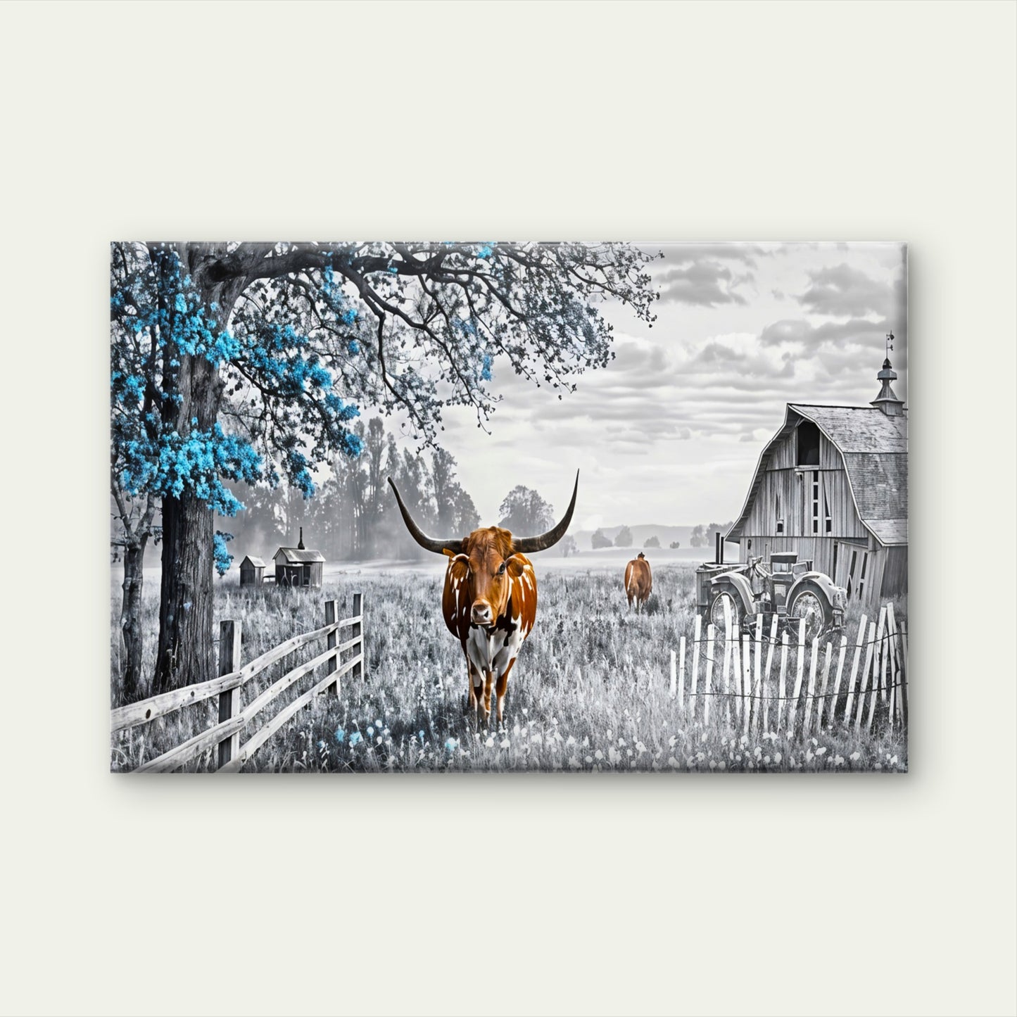 Black And White Highland Cow Farmhouse Wall Art Decor 100% Australian Made