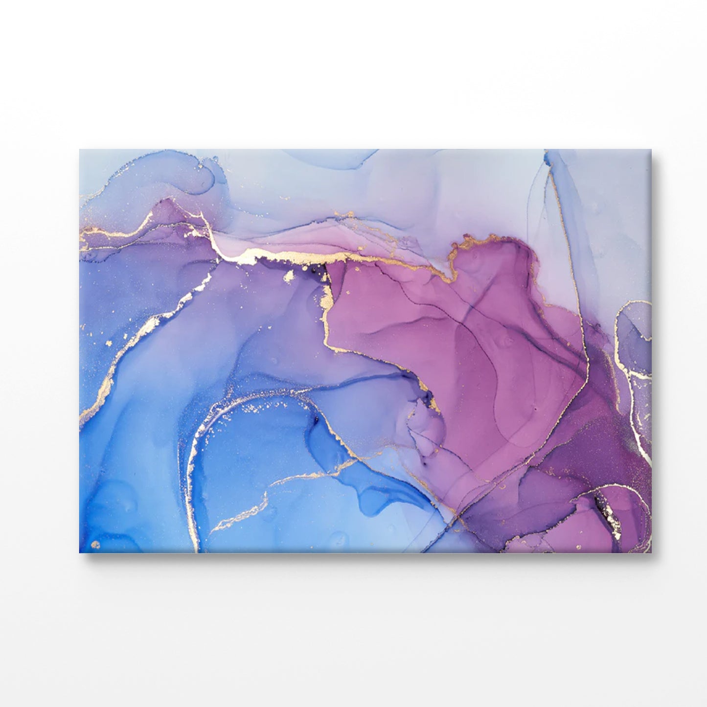 Bella Home Blue Purple & Gold Lines Abstract Print Canvas Ready to hang