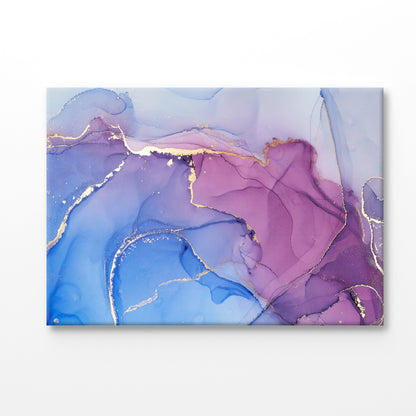 Bella Home Blue Purple & Gold Lines Abstract Print Canvas Ready to hang