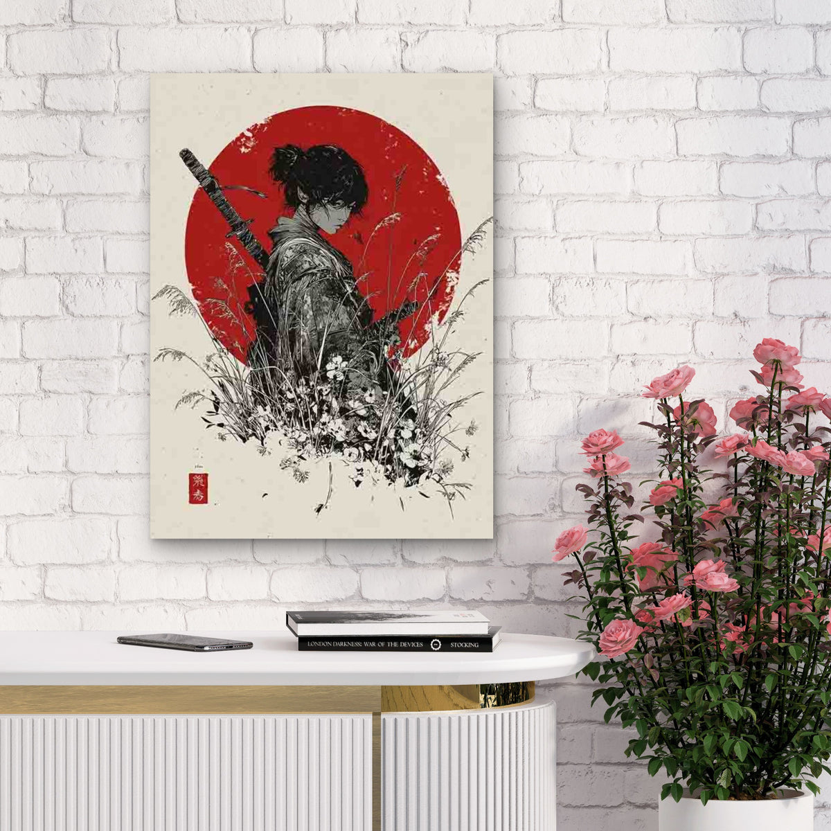 Manga-Style Japanese Artwork Metal Print Ready to Hang