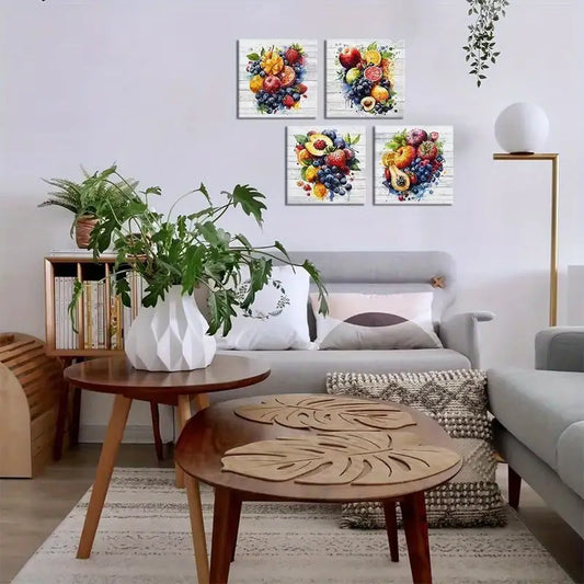 4pcs Fruit Canvas Wall Art Canvas Framed