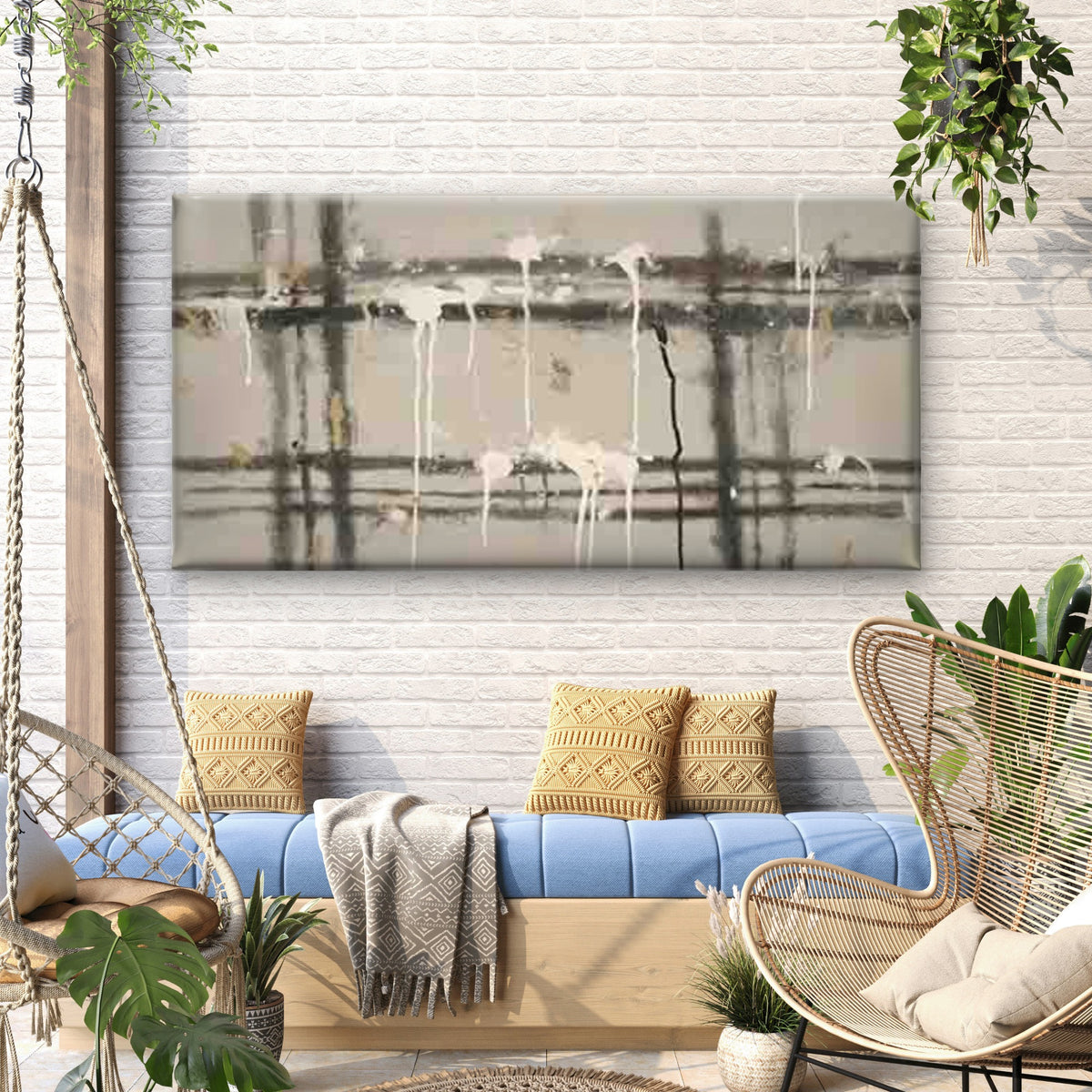Black White Gray Abstract Grid Wall Art Canvas Office Home Room Framed 120x60cm