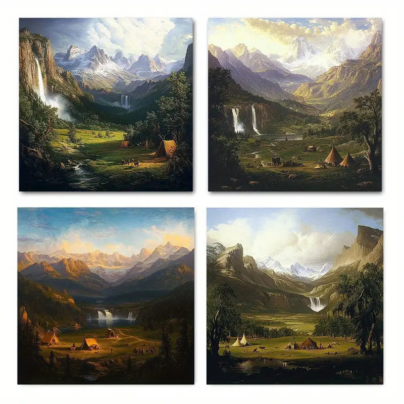 4pcs  The Rocky Mountains Suitable RM   Wall Art Canvas Framed