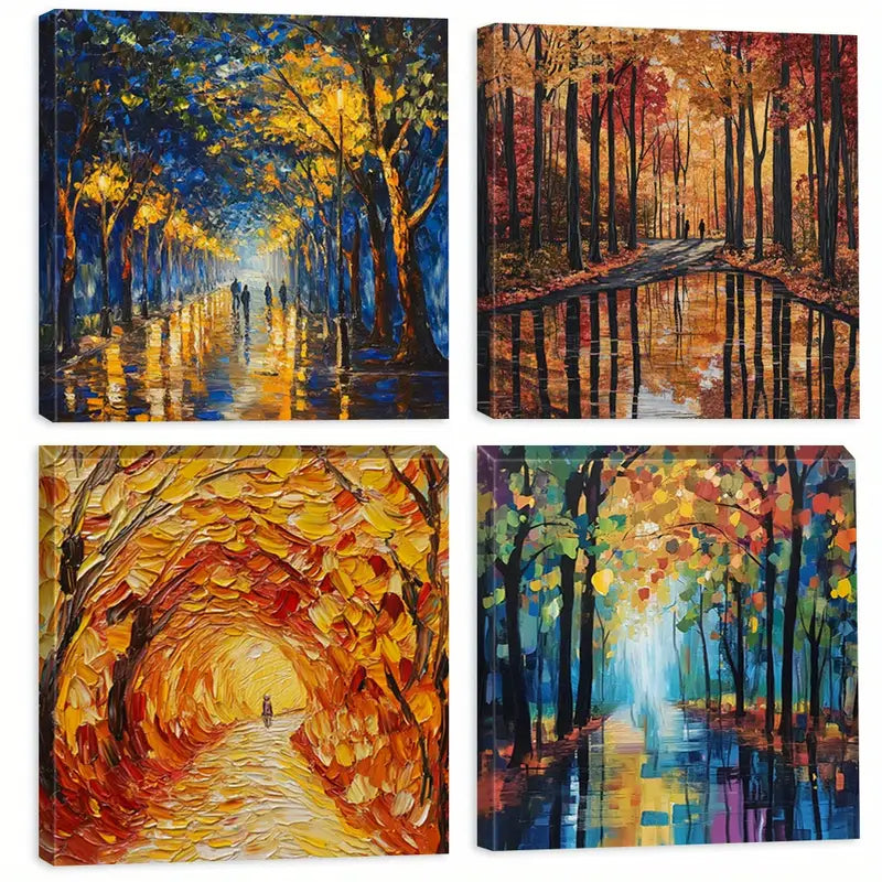 4pcs Lights Square, Colorful Art Prints   Wall Art Canvas Framed