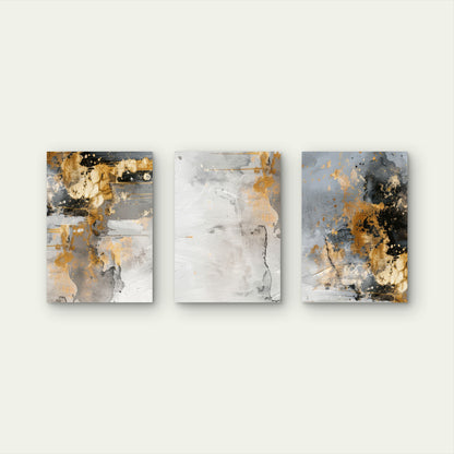 3pcs Gold Grey Abstract Luxury Modern Wall Art Set Canvas Framed 60x90cm - High Quality Print 100% Australian Made Wall Canvas Ready to Hang
