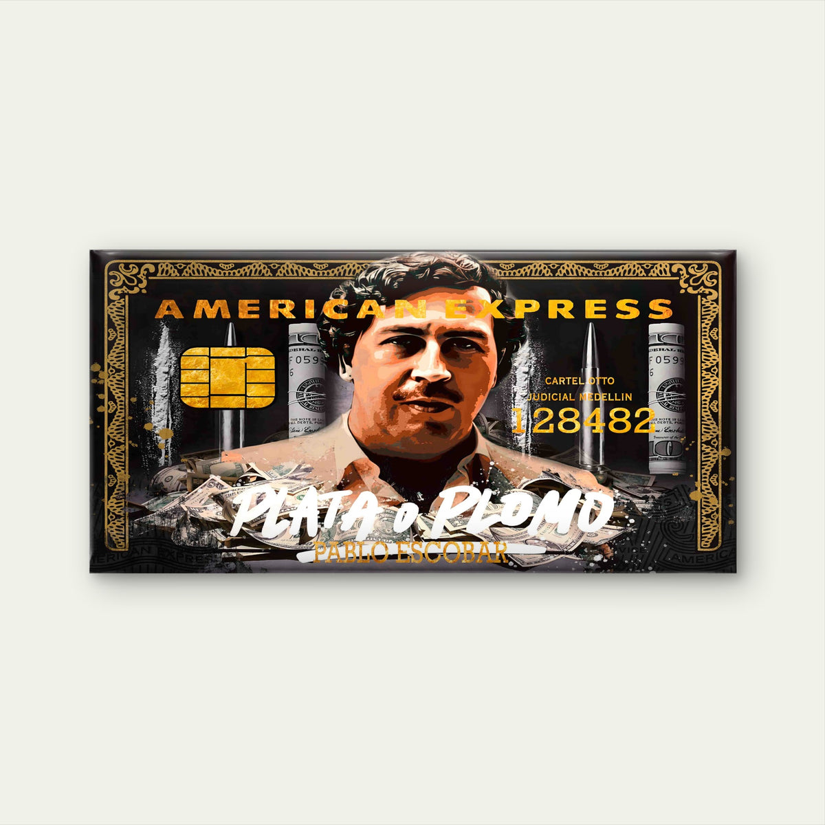 Cartel Boss Card Money Print Wall Art Canvas Office Home Room Framed 120x60cm