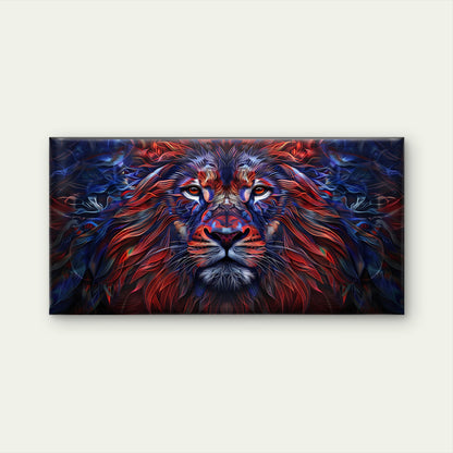Vibrant Abstract Lion Wall Art Canvas Office Home Room Framed 120x60cm