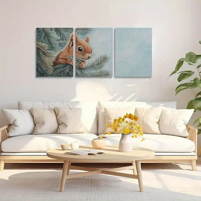 3pcs Adorable Squirrel Animal Classic Design Metal Print Ready to Hang Art