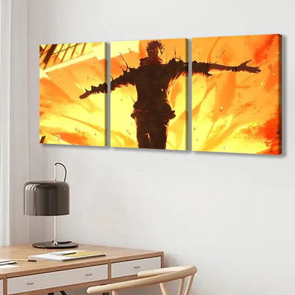 3pcs Explosive Anime Comic Landscape Wall Art Set Canvas Framed 60x90cm - High Quality Print 100% Australian Made Wall Canvas Ready to Hang