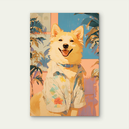 Portrait Cute Dog Anime Style 40x60cm Metal Print Ready to Hang