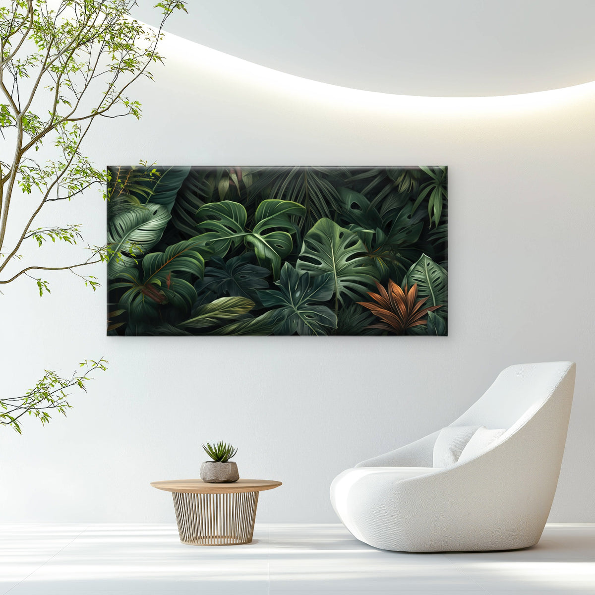 Dark Green Monstera Jungle Wall Art Canvas Office Home Room Framed 120x60cm