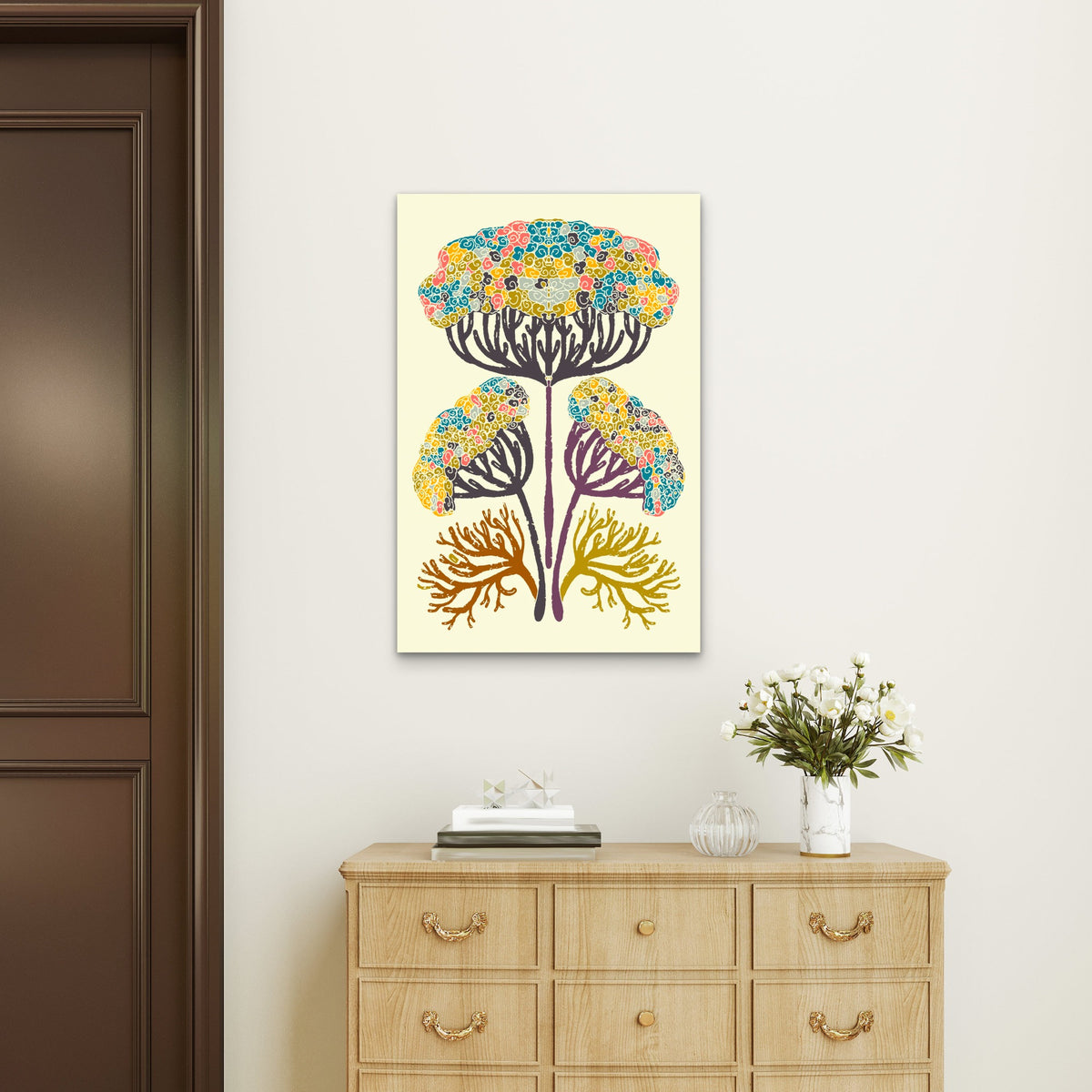 Organic Coral Floral Pattern Art 40x60cm Metal Print Ready to Hang