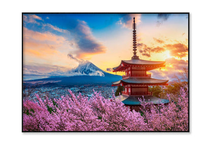 Pagoda In the Middle of a Field of Flowers Home Decor Premium Quality Poster Print Choose Your Sizes