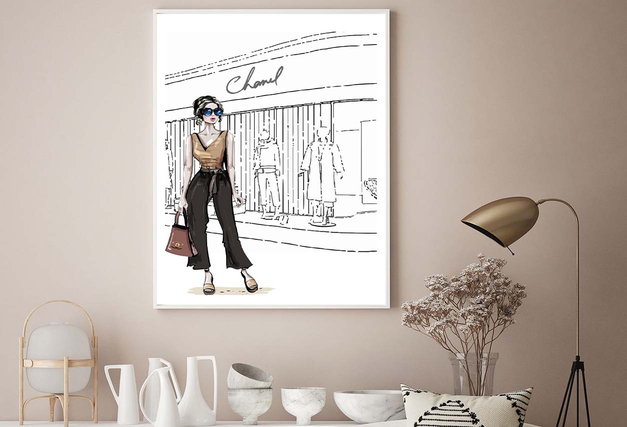 Stylish Girl with Fashion Store Design Home Decor Premium Quality Poster Print Choose Your Sizes